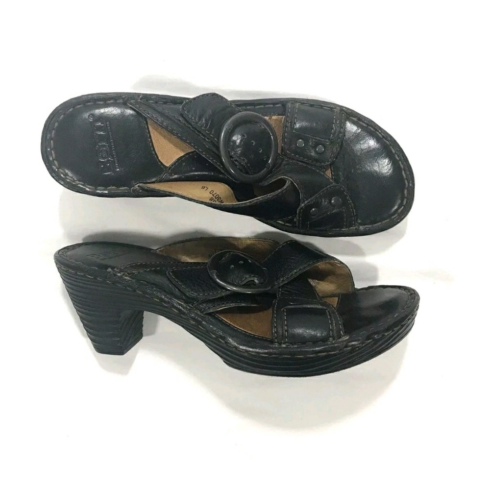 Born criss cross strap leather wedge sandals